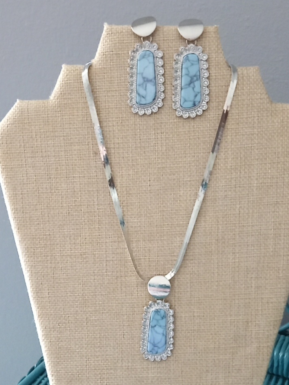 Southwest Silver Turquoise Jewelry Set
